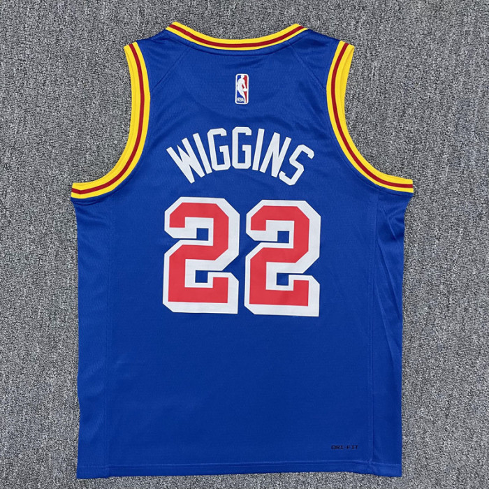 Warriors WIGGINS #22 Blue 75th Anniversary Retro NBA Jersey