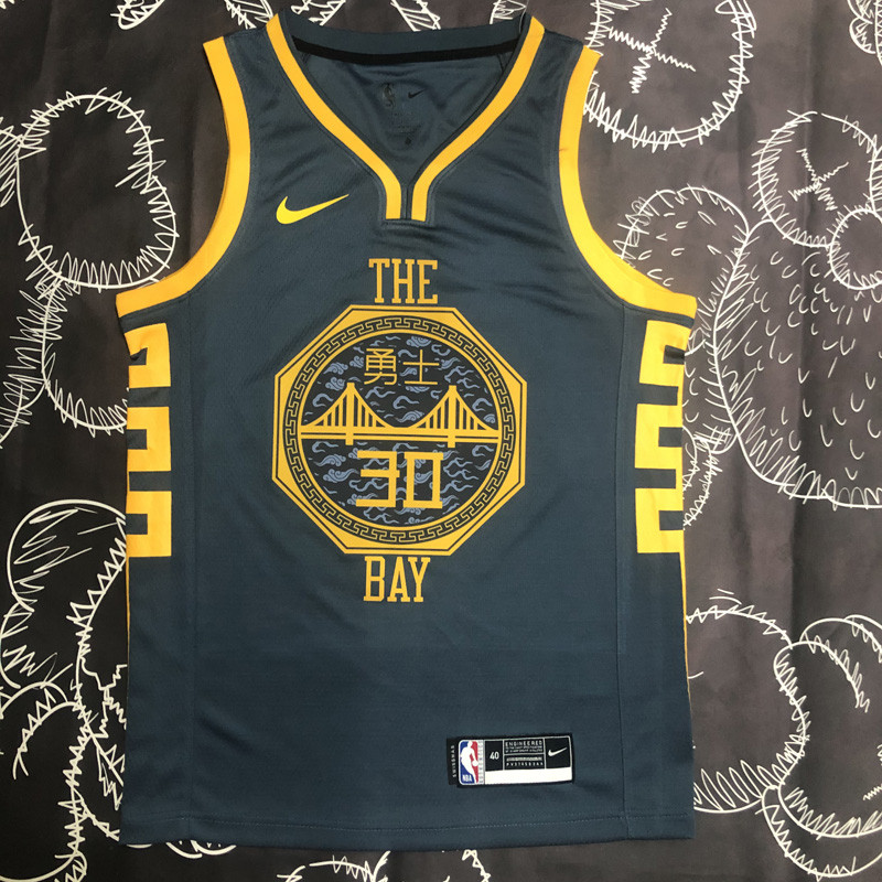 2018 WARRIORS CURRY #30 Black Gray Top Quality Hot Pressing NBA Jersey