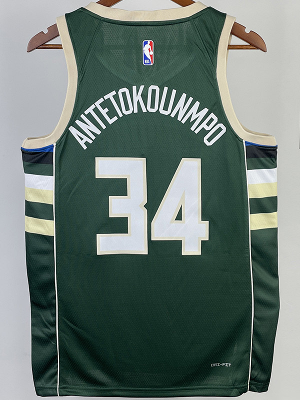 22-23 BUCKS ANTETOKOUNMPO #34 Green Top Quality Hot Pressing NBA Jersey