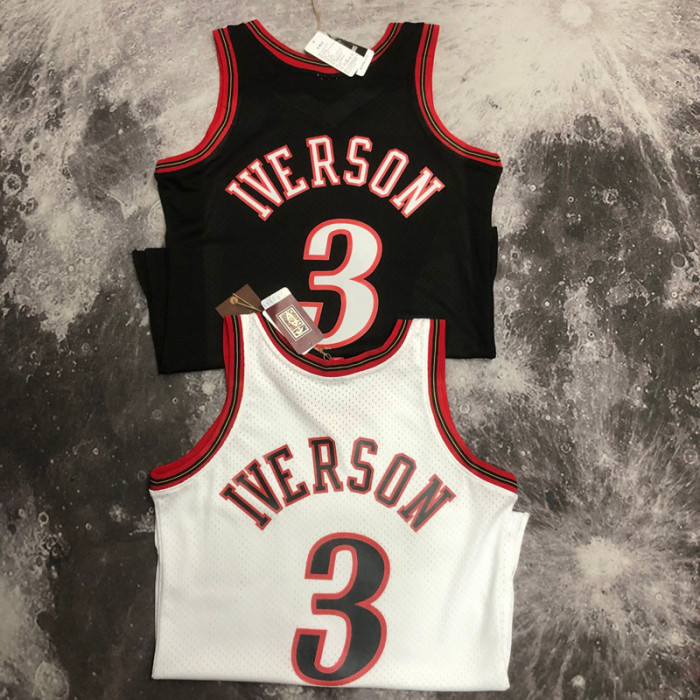 1998 76ERS IVERSON #3 White Retro Top Quality Hot Pressing NBA Jersey