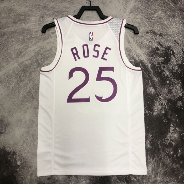 2018-19 Timberwolves ROSE #25 White Retro Top Quality Hot Pressing NBA Jersey