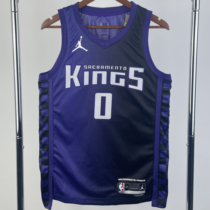 23-24 Kings MONK #0 Purple Top Quality Hot Pressing NBA Jersey (Trapeze Edition)飞人版