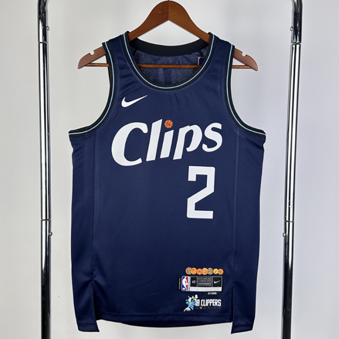 23-24 CLIPPERS LEONARD #2 Dark blue City Edition Top Quality Hot Pressing NBA Jersey