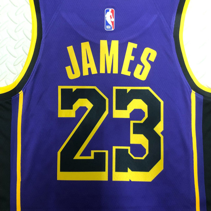 22-23 LAKERS JAMES #23 Purple Top Quality Hot Pressing NBA Jersey (Trapeze Edition)