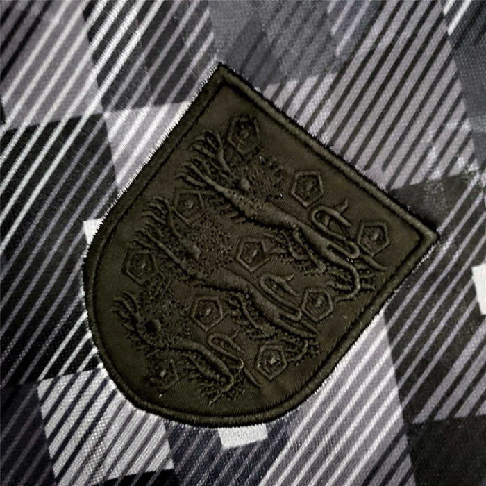 1990 England Away Black Retro Soccer Jersey（带茵宝）