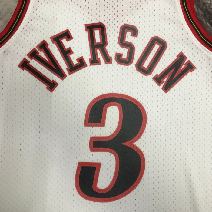 1998 76ERS IVERSON #3 White Retro Top Quality Hot Pressing NBA Jersey