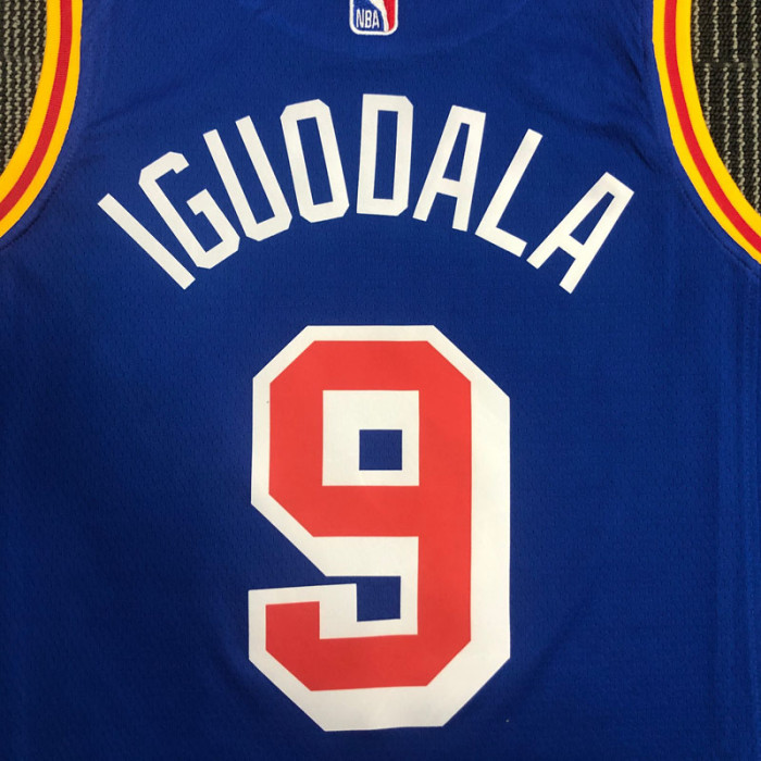 WARRIORS IGUODALA #9 Blue 75th Anniversary Retro NBA Jersey
