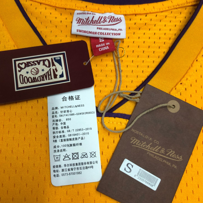 2000 LAKERS BRYANT #8 Yellow Retro Top Quality Hot Pressing NBA Jersey(V领)