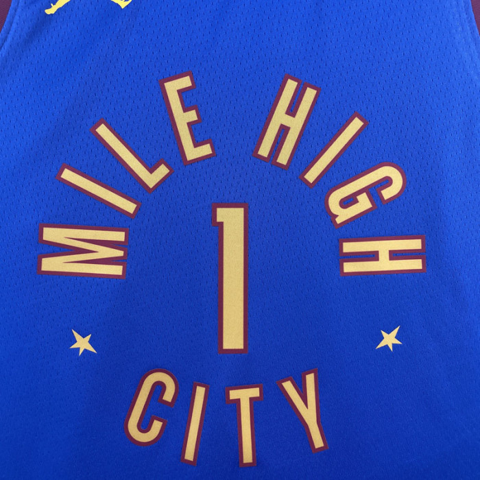 22-23 Nuggets PORTER JR. #1 Blue Top Quality Hot Pressing NBA Jersey (Trapeze Edition) 飞人版