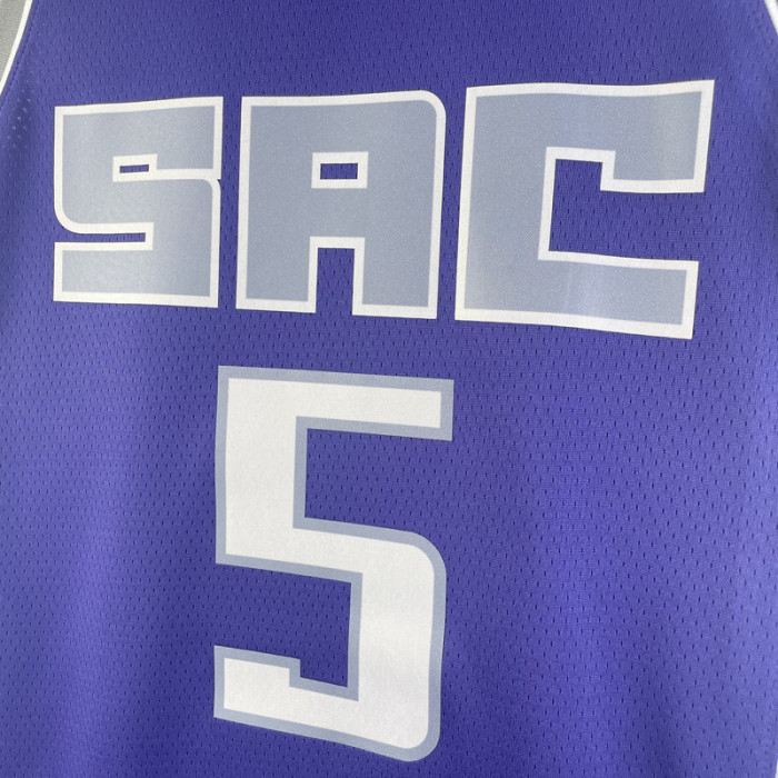 23-24 KINGS FOX #5 Purple Away Top Quality Hot Pressing NBA Jersey(V领）