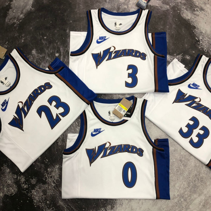 22-23 Wizards JORDAN #23 White Top Quality Hot Pressing NBA Jersey (Retro Logo)
