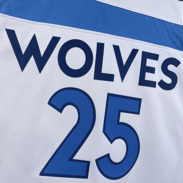 22-23 Timberwolves ROSE #25 White Top Quality Hot Pressing NBA Jersey