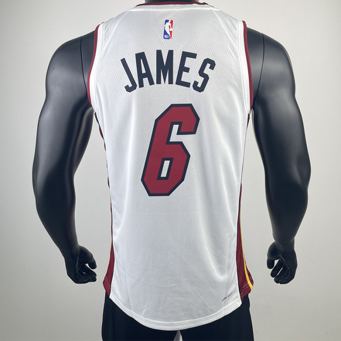 22-23 HEAT JAMES #6 White Top Quality Hot Pressing NBA Jersey (V领）