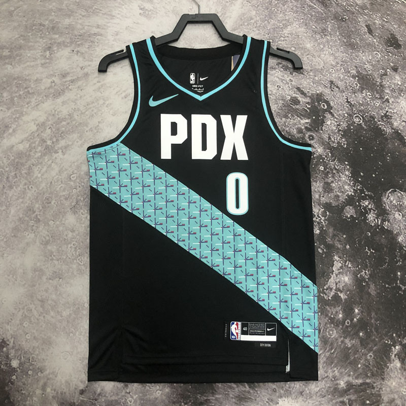 22-23 Trail Blazers LILLARD #0 Black City Edition Top Quality Hot Pressing NBA Jersey