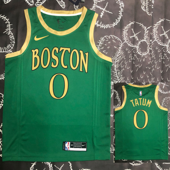 2020 CELTICS TATUM #0 City Edition Green Top Quality Hot Pressing NBA Jersey