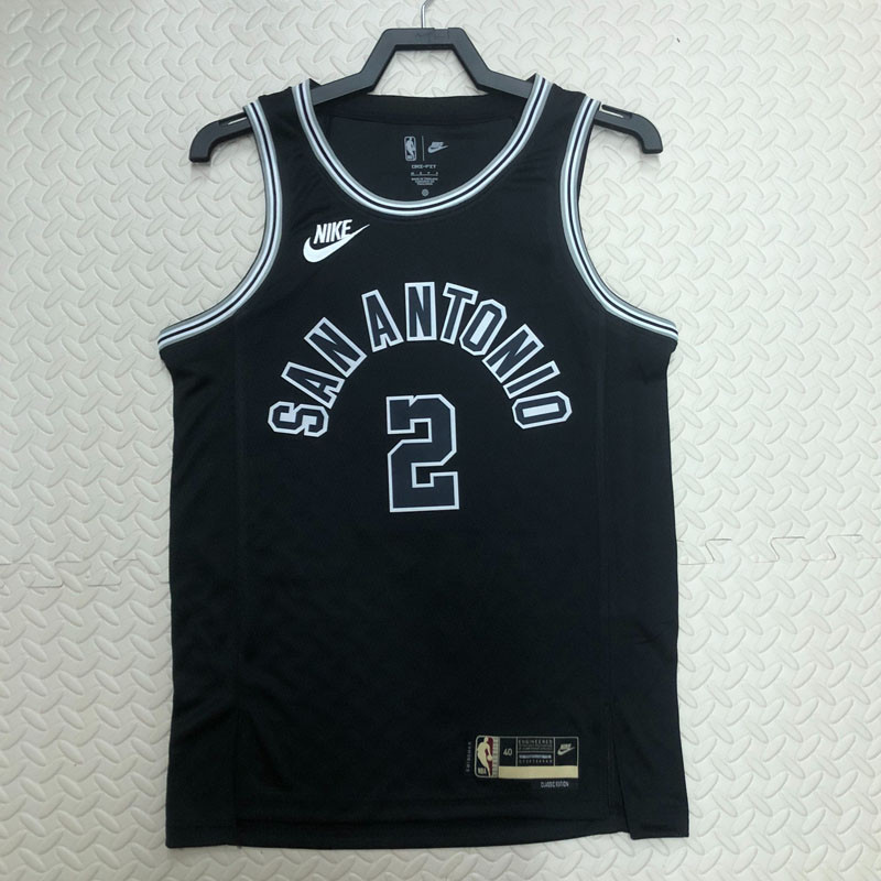 22-23 SA Spurs LEONARD #2 Black Top Quality Hot Pressing NBA Jersey (Retro Logo)