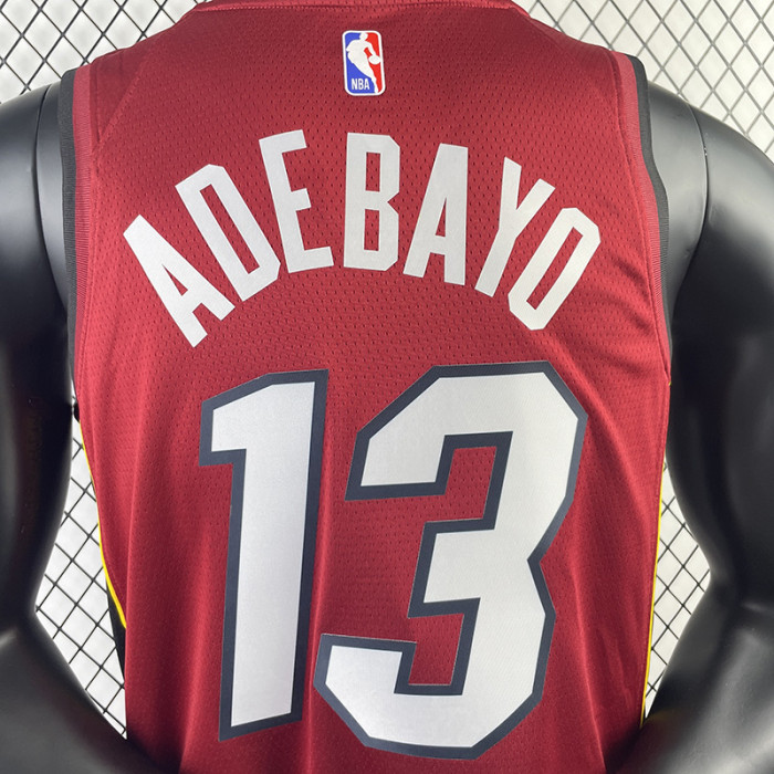 22-23 HEAT ADEBAYO #13 Red Top Quality Hot Pressing NBA Jersey (Trapeze Edition) 飞人版