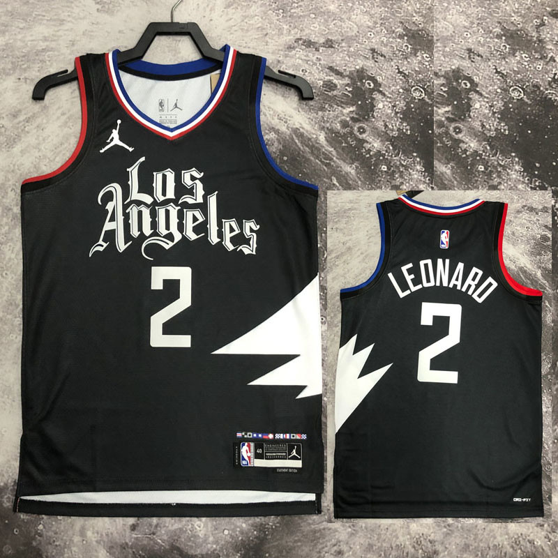 22-23 Clippers LEONARD #2 Black Top Quality Hot Pressing NBA Jersey (Trapeze Edition)