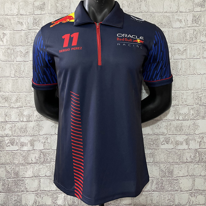2023 F1 Red Bull #11 Royal Blue Polo Red Racing Suit(有领11号)