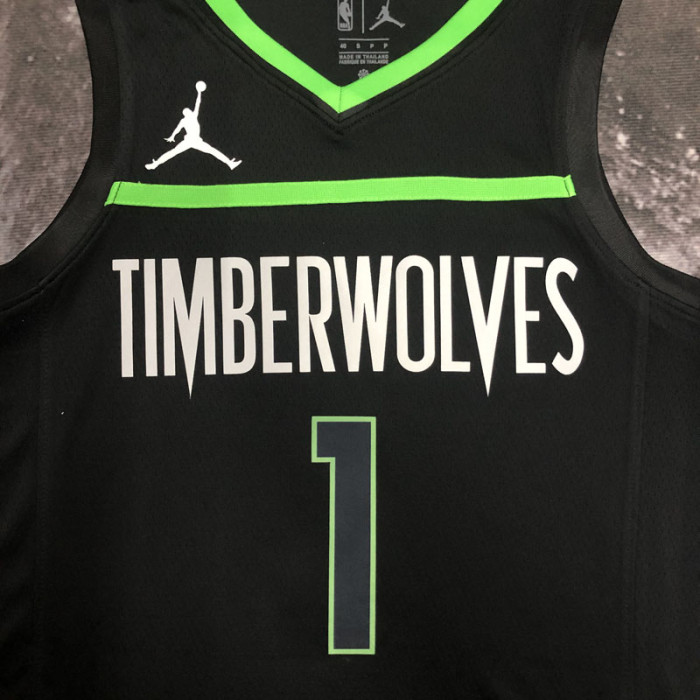 22-23 TIMBERWOLVES EDWARDS #1 Black Top Quality Hot Pressing NBA Jersey (Trapeze Edition)