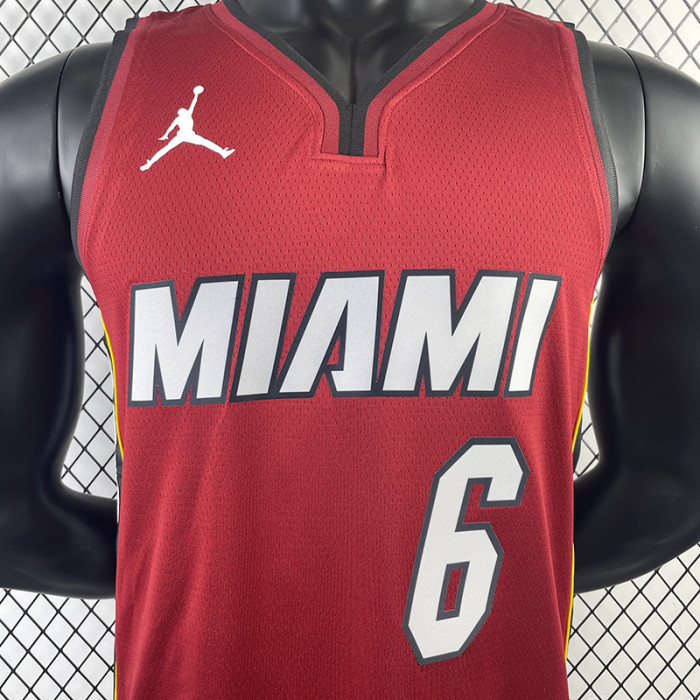 22-23 HEAT JAMES #6 Red Top Quality Hot Pressing NBA Jersey (Trapeze Edition) 飞人版