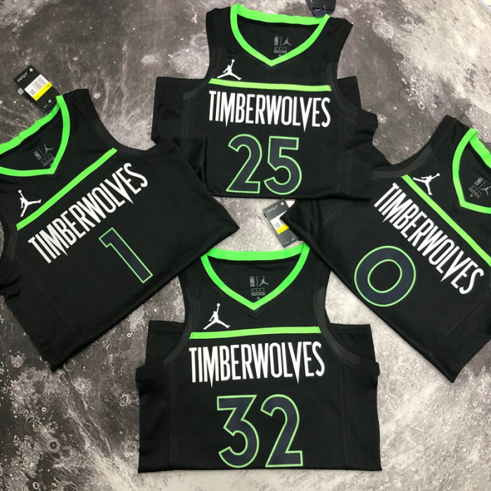 22-23 TIMBERWOLVES RUSSELL #0 Black Top Quality Hot Pressing NBA Jersey (Trapeze Edition)