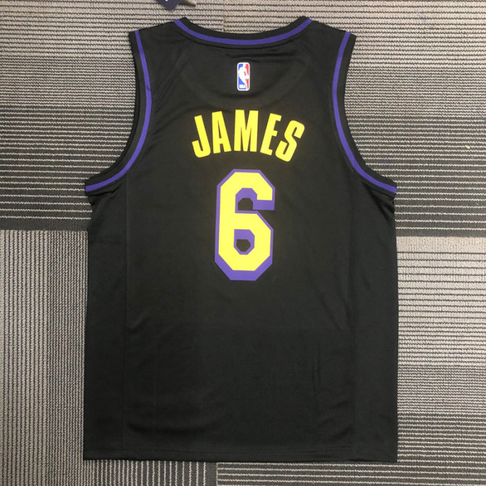 Lakers JAMES #6 Black Top Quality Hot Pressing NBA Jersey