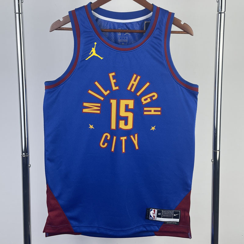 22-23 Nuggets JOKIC #15 Blue Top Quality Hot Pressing NBA Jersey (Trapeze Edition) 飞人版