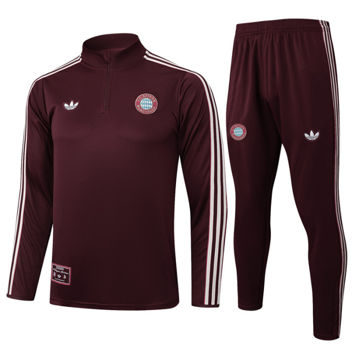 25-26 Bayern Deep Red Half Pull Tracksuit #B2512(半拉链)