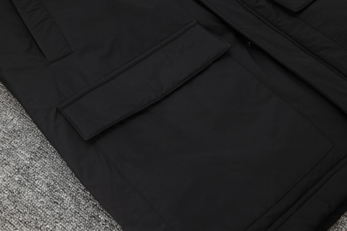 24-25 Black Hooded Windbreaker Fabric Cotton Coat #G264光板