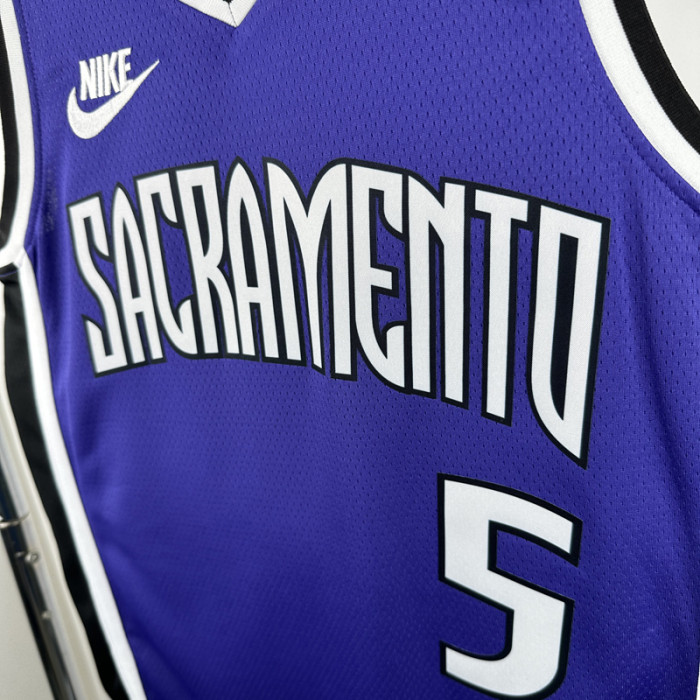 24-25 KINGS FOX #5 Purple Retro Top Quality Hot Pressing NBA Jersey(V领）