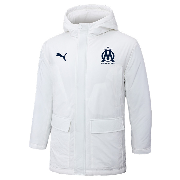 24-25 Marseille White Hooded Windbreaker Fabric Cotton Coat #G247(黑标)