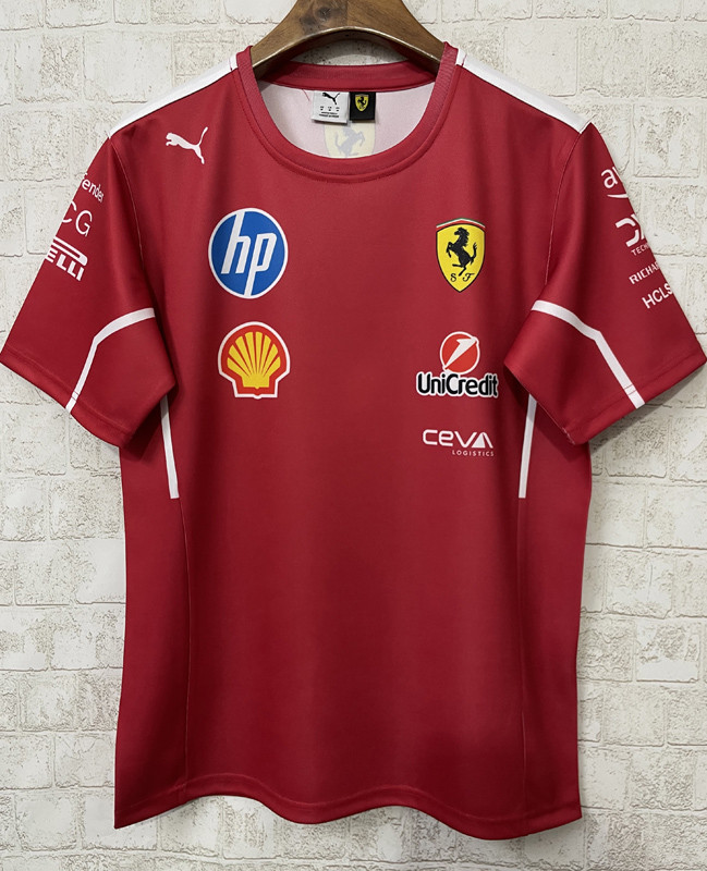 2025 F1 Ferrari Red T-Shirts Racing Suit (圆领)