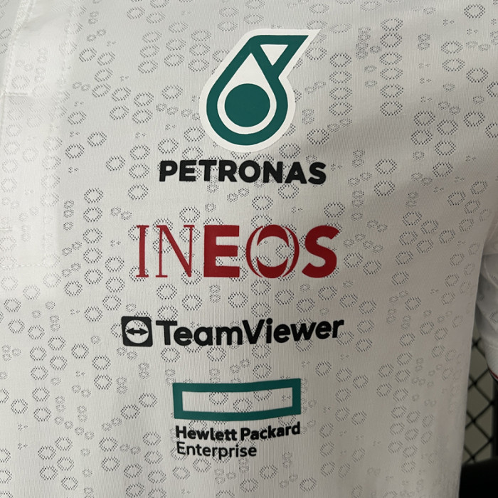 2024 F1 Mercedes White Polo Racing Suit (有领)