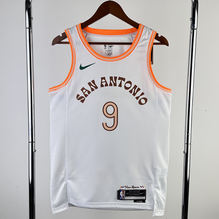23-24 Sa Spurs PARKER #9 White City Edition Top Quality Hot Pressing NBA Jersey
