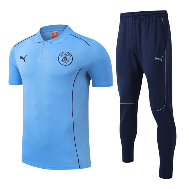 25-26 Man City Lake blue Polo Tracksuit