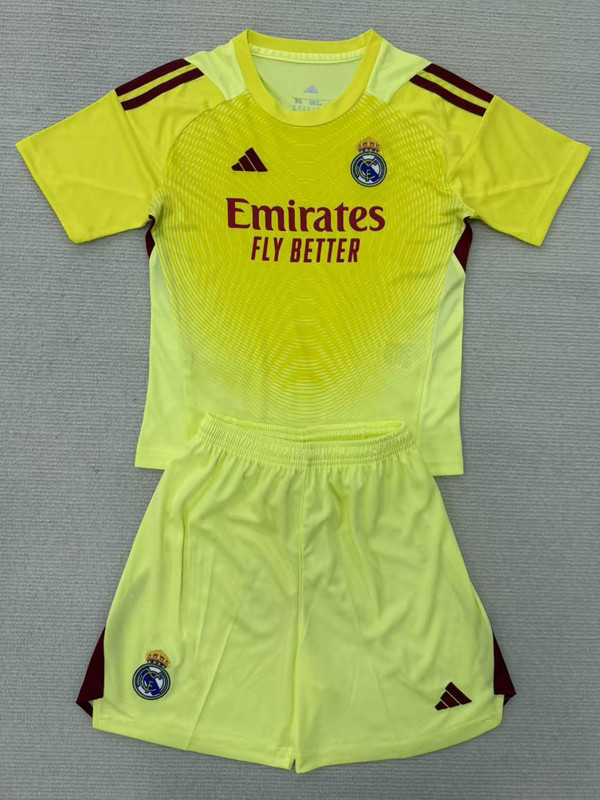 25-26 RMA Light Yellow GoalKeeper Kids Soccer Jersey