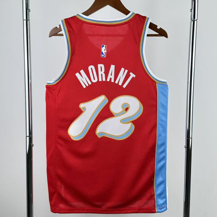 24-25 Grizzlies MORANT #12 Red City Edition Top Quality Hot Pressing NBA Jersey