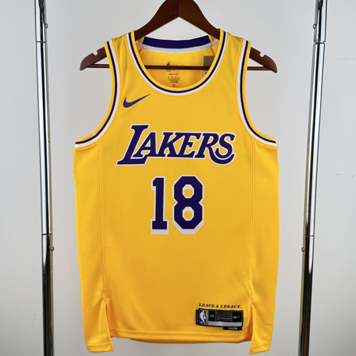 22-23 LAKERS KAZUHA #18 Yellow Top Quality Hot Pressing NBA Jersey(圆领)