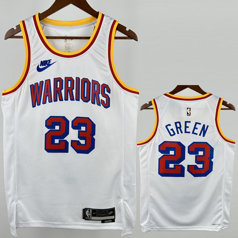 24-25 WARRIORS GREEN #23 White Retro Top Quality Hot Pressing NBA Jersey