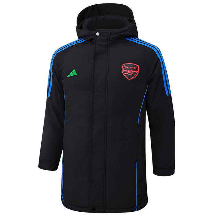24-25 ARS Black Hooded Windbreaker Fabric Cotton Coat #G193