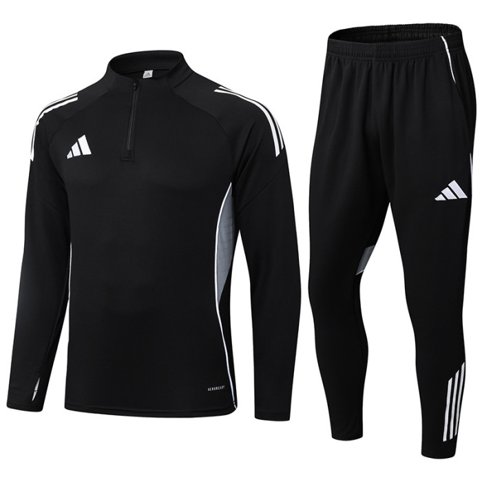 2025 AD Black Half Pull Tracksuit (半拉链)