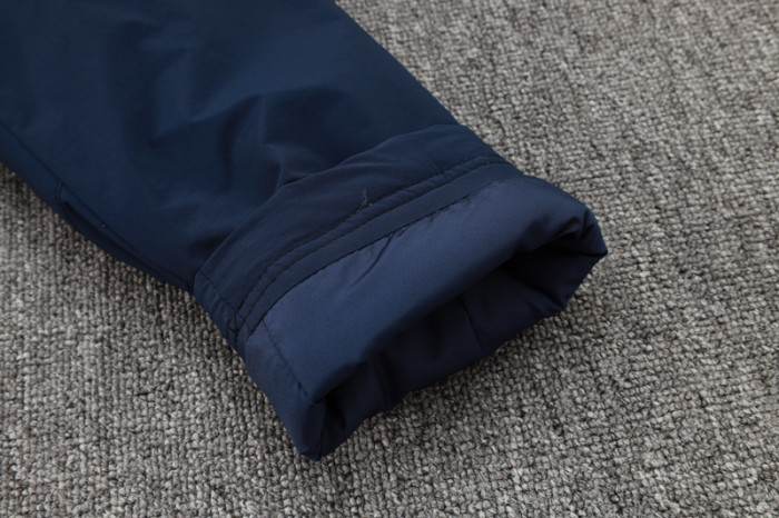 24-25 Marseille Royal Blue Hooded Windbreaker Fabric Cotton Coat #G244(橙标)