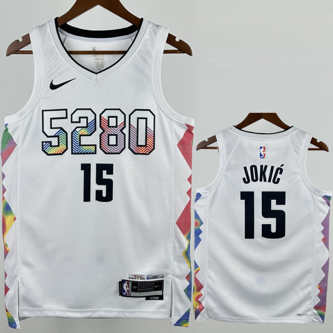 24-25 Nuggets JOKIC #15 White City Edition Top Quality Hot Pressing NBA Jersey