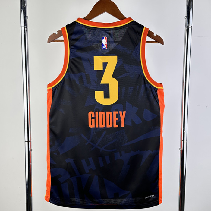 23-24 OKC Thunder GIDDEY #3 Dark Blue City Edition Top Quality Hot Pressing NBA Jersey