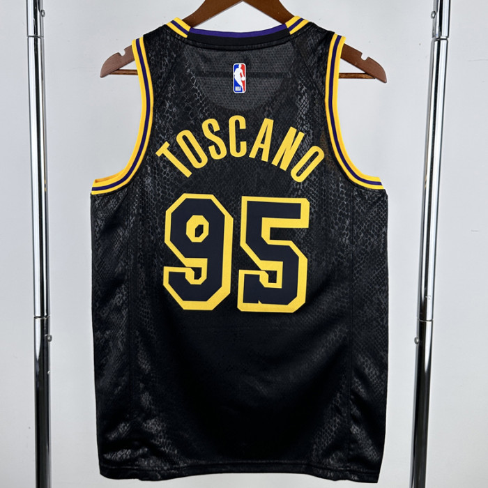 LAKERS TOSCANO #95 Black Top Quality Hot Pressing NBA Jersey(蛇纹)