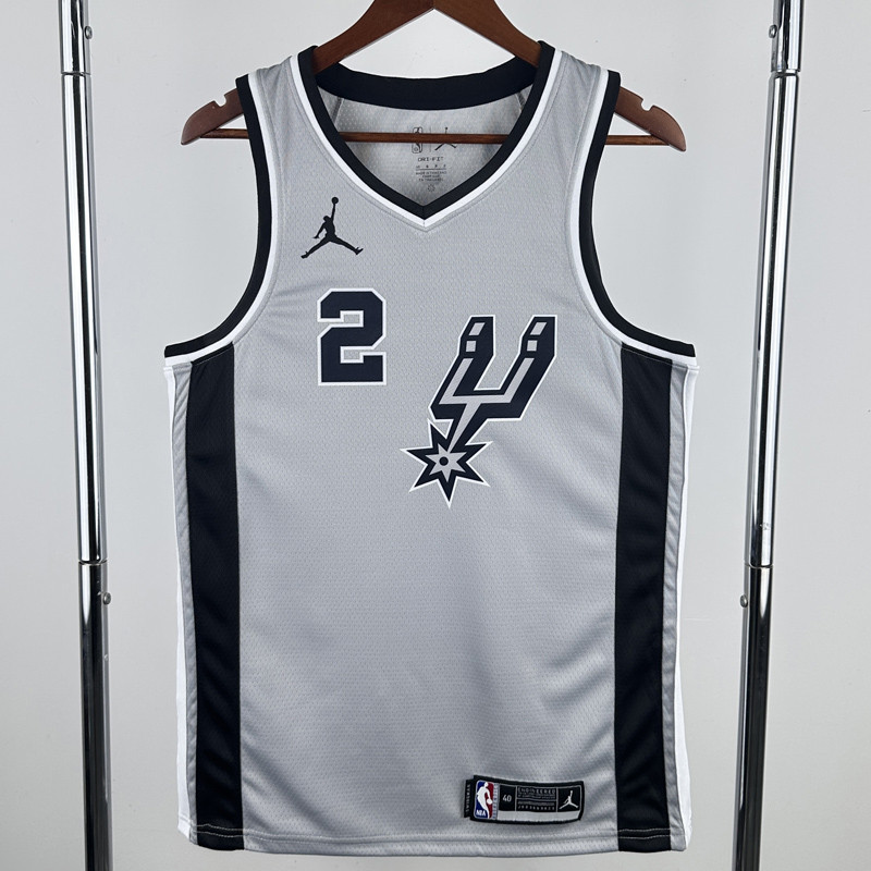 20-21 SA Spurs LEONARD #2 Grey Top Quality Hot Pressing NBA Jersey (Trapeze Edition) 飞人版