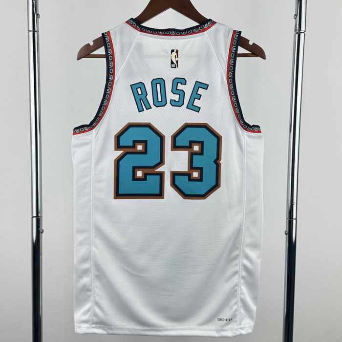 24-25 Grizzlies ROSE #23 White Retro Top Quality Hot Pressing NBA Jersey