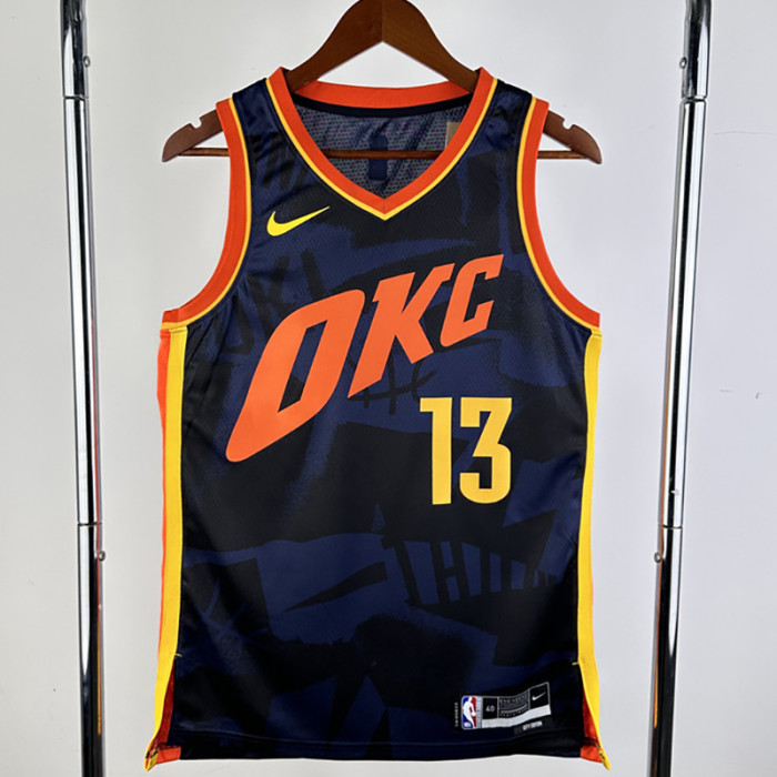 23-24 OKC Thunder GEORGE #13 Dark Blue City Edition Top Quality Hot Pressing NBA Jersey
