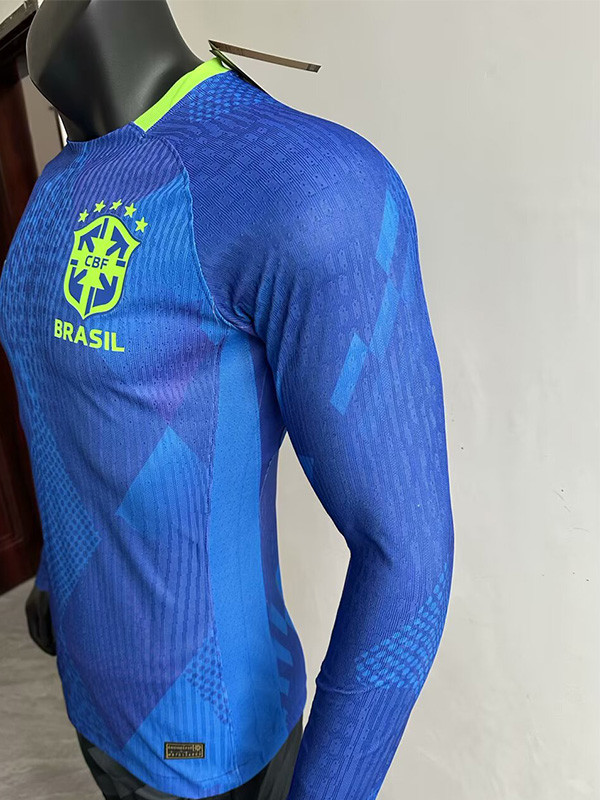 25-26 Brazil W Away Long Sleeve Player Version Soccer Jersey (长袖球员)(带星)